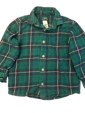 OshKosh B'gosh Green and Navy Plaid Button-Down Shirt